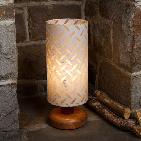 Table Lamp - Round Sepele Base - Natural Tread Plate Paper