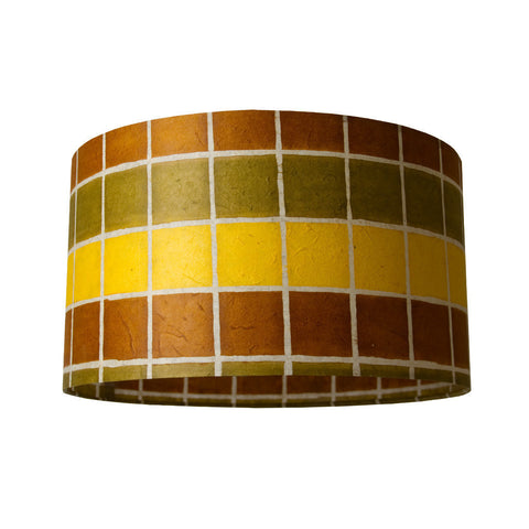 Cylindrical Lamp Shade - Shades of Autumn Batik Squares - Large