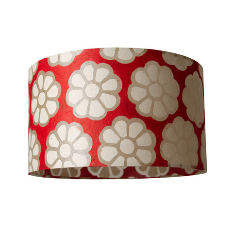 Cylindrical Lamp Shade - Red Batik Flower - Large