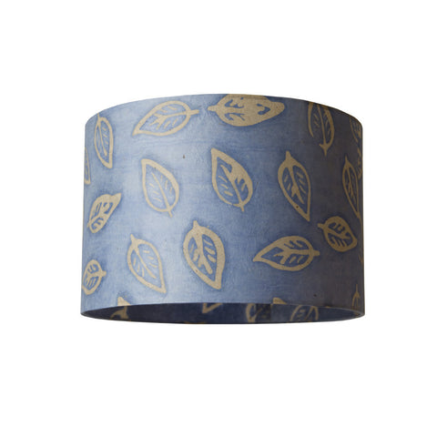 Cylindrical Lamp Shade - Blue Batik Leaf - Medium