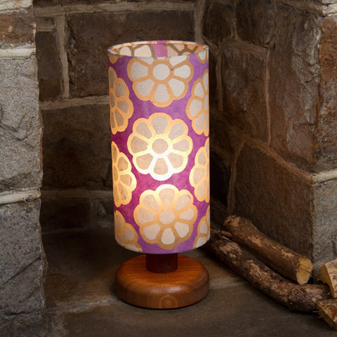 Table Lamp - Round Sepele Base - Purple Batik Flowers