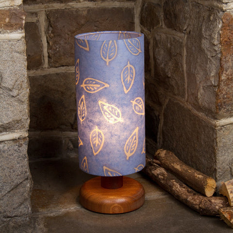 Table Lamp - Round Sepele Base - Blue Batik Leaf