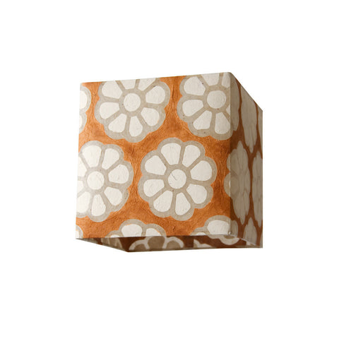 Square Lamp Shade - Brown Batik Flower