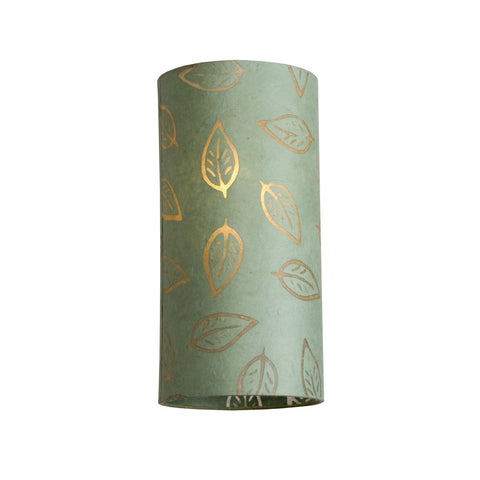 Tall Lamp Shade - Green Batik Leaf