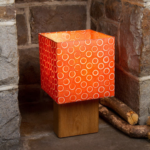 Table Lamp - Square Sepele Base - Orange Circles