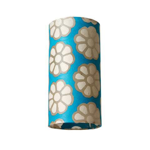 Tall Lamp Shade - Teal Batik Flower