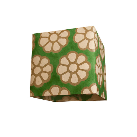 Square Lamp Shade - Green Batik Flower