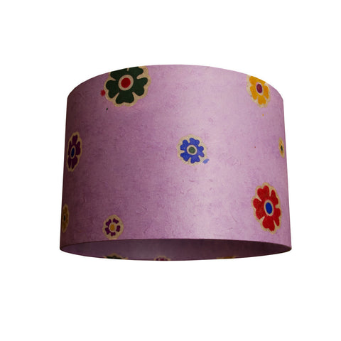 Cylindrical Lamp Shade - Purple Multi Flower - Medium