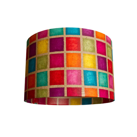 Cylindrical Lamp Shade - Batik Multi Square - Medium
