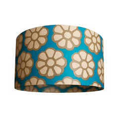 Cylindrical Lamp Shade - Teal Batik Flower - Large