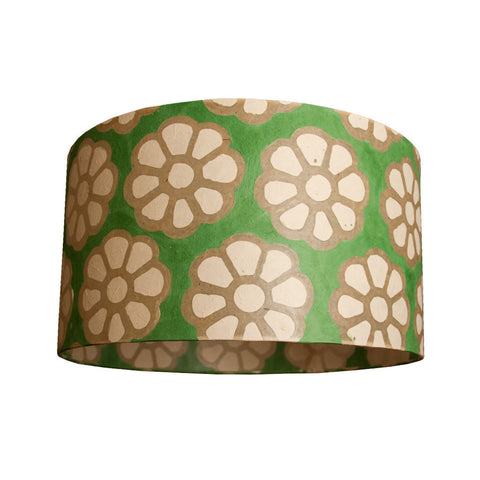 Cylindrical Lamp Shade - Green Batik Flower - Large