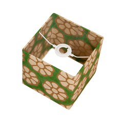 Square Lamp Shade - Green Batik Flower