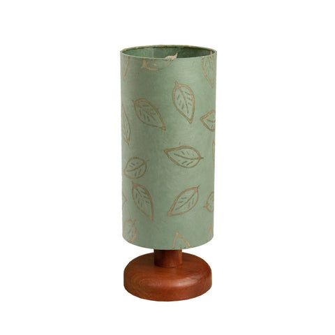 Table Lamp - Round Sepele Base - Green Batik Leaf