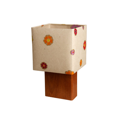 Table Lamp - Square Sepele Base - Natural Batik Flower