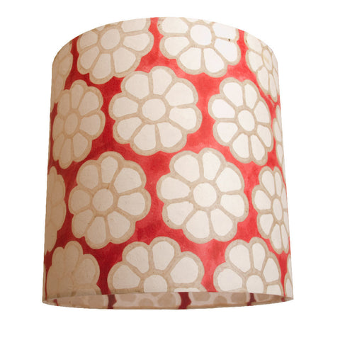 Cylindrical Lamp Shade - Red Batik Flower - Extra Large