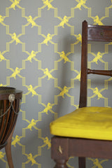 Horse Trellis Wallpaper, Acid on Grey