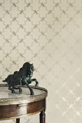 Horse Trellis Wallpaper, Metallic Stone