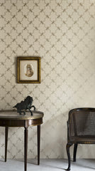 Horse Trellis Wallpaper, Metallic Stone