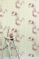 Bugs & Butterflies Wallpaper, Raspberry