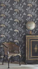 Coral Wallpaper, Charcoal/Gold