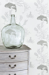 Coral Wallpaper, Pale Grey/Silver