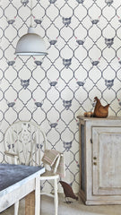 Fox & Hen Wallpaper, Charcoal on Parchment