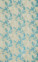 Paisley Wallpaper, Turquoise on Old Grey