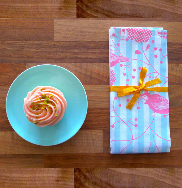 Birds and Stripes Tea Towel