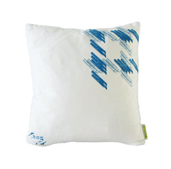 'Black Keys' Cotton Cushion - Mini - Turquoise Blue on White