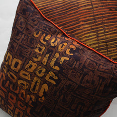 Brown and Burnt Orange Batik Cushion