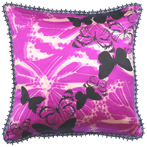 Butterfly Dance Purple Silk Cushion