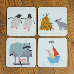 Animal Character Coasters set of 4