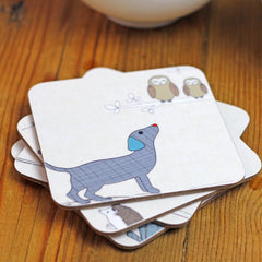 Curious Dog Coasters set of 4