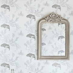 Coral Wallpaper, Pale Grey/Silver