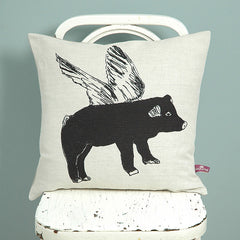 Flying Pig Cushion- Black