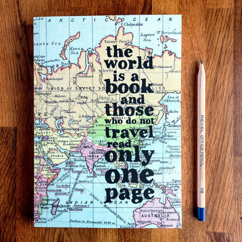 Inspirational Quote Travel Journal 'The world is a book'
