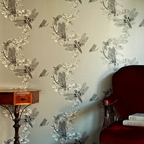 Dragonfly Wallpaper, Pewter