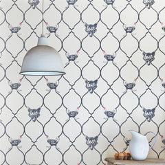 Fox & Hen Wallpaper, Charcoal on Parchment