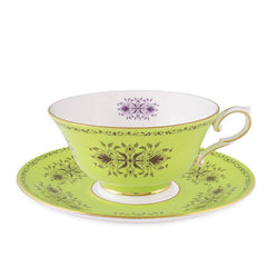 English Bone China Tea Cup and Saucer in Chartreuse Green