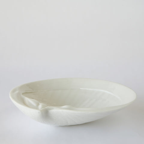 Large Round Clam Bowl, White Glaze