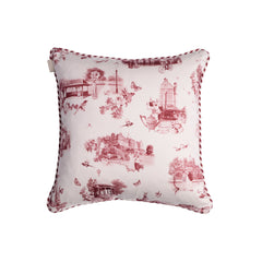 Red Harrogate Toile Print Cushion