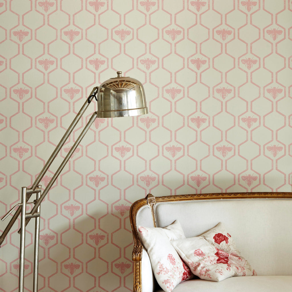 Honey Bees Wallpaper, Rose on Stone