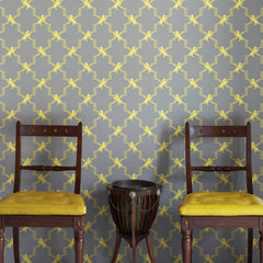 Horse Trellis Wallpaper, Acid on Grey
