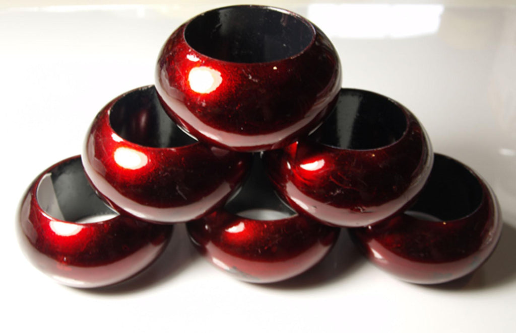 Napkin Ring Boxed Sets - Metallic Red