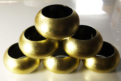 Napkin Ring Boxed Sets - Metallic Yellow Gold