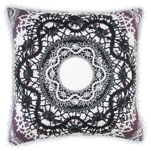 Kaleidoscope Dream Grey/Purple Silk Cushion