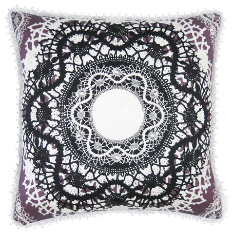 Kaleidoscope Dream Grey/Purple Silk Cushion