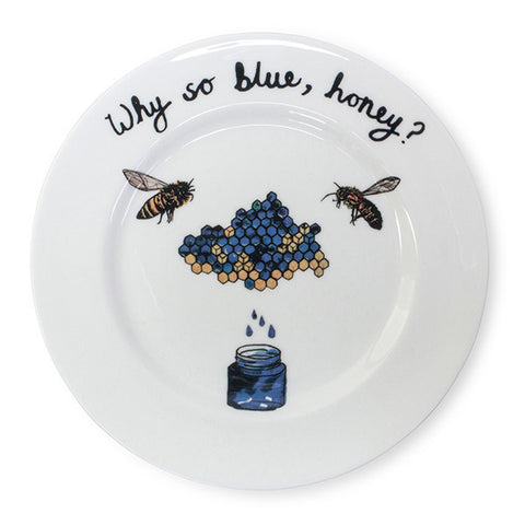 Blue Honey Bees Plate