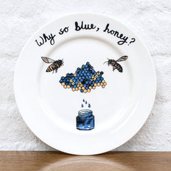 Blue Honey Bees Plate