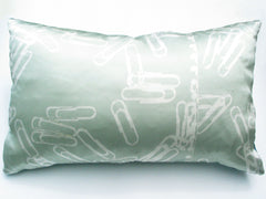'Mint Paperclips' Silk Cushions - Long